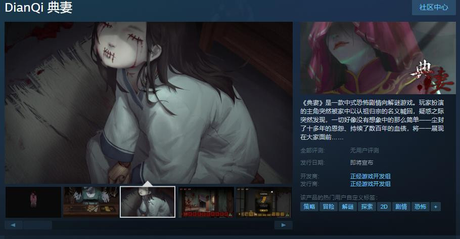 中式恐怖剧情向解谜游戏《典妻》Steam页面上线